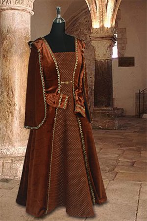 Ladies Medieval Tudor Costume And Headdress Size 12 - 14 Image